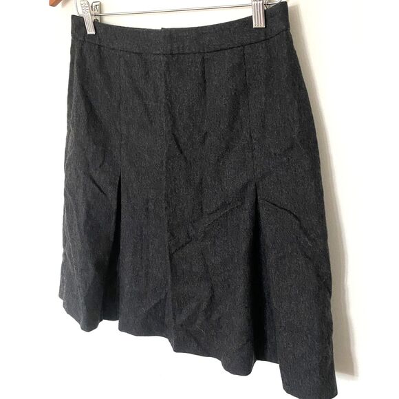 VTG Y2K J Crew Grey Wool Pleated Mini Skirt Made in Hungary Classic Style Sz 10 - Picture 4 of 7